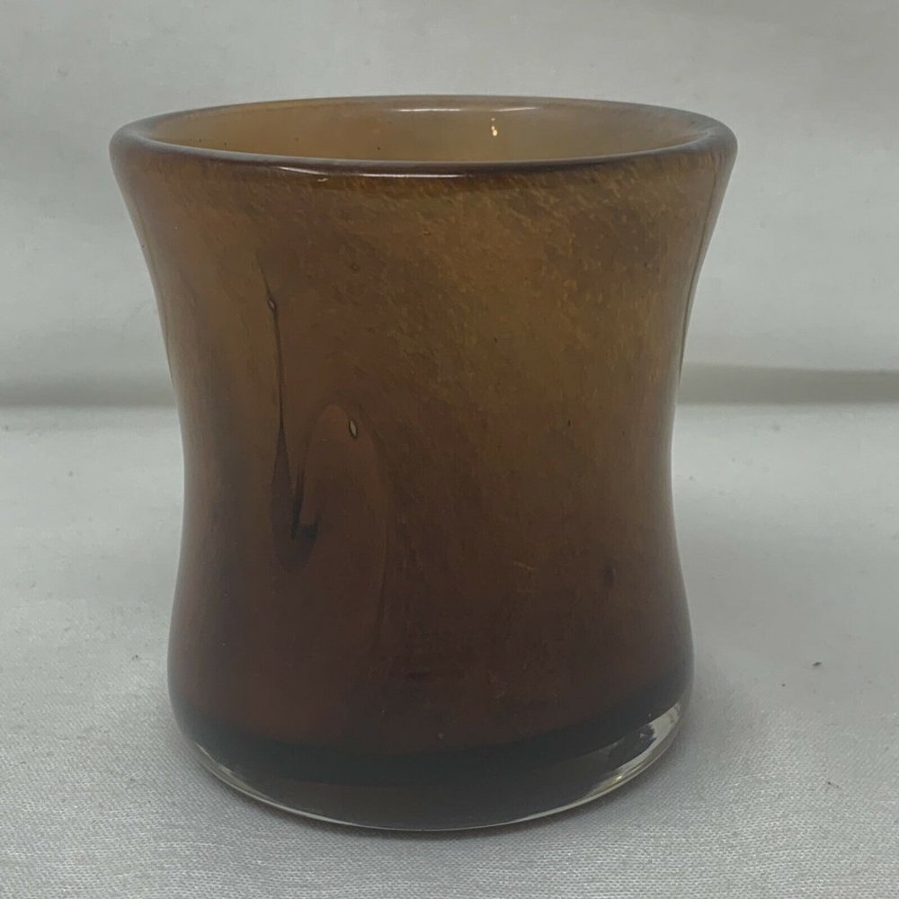 Blown Glass - Brown/White Swirl Glass/Candle Holder